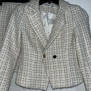 Missguided white tweed blazer and skirt set - blazer size: US 0 skirt size: US 2